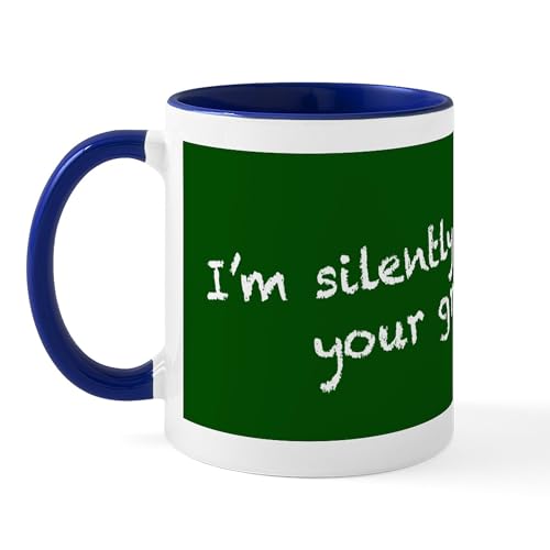 Taza de cerámica blanca y azul marino 11 oz miniatura 2