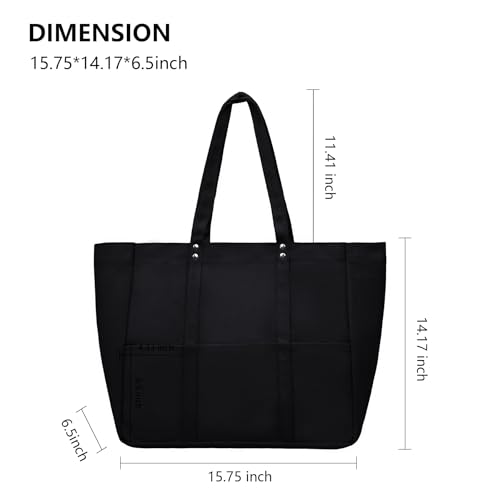 Extra Large Canvas Tote Bag Everything Bag with Pockets and Laptop Sleeve Utility Work Tote3