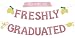 Pre-Strung Freshly Graduated Banner, 2026 Lemon Theme Graduation Sign, Rose Gold Glitter Garland for Farewell Party, Going Away Party Decorations, Graduation Wall Hanging Supplies
