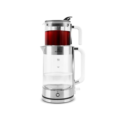 KARACA Luma Glass Tea Maker & Kettle 2200 W 2.8 L Dual-Chamber Borosilicate Glass Tea Maker