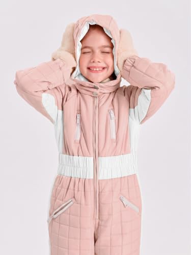 Image of Haloumoning Kid Snowsuit Girls Hooded Waterproof Insulated Ski Suit