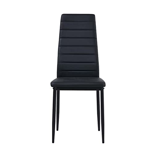 Miniatura 4 de Buybyroom Sillas De Comedor Juego De 4 Sillas De Metal Para Cocina, Silla De Mesa Comoda Silla Con Asiento Tapizado, Negro