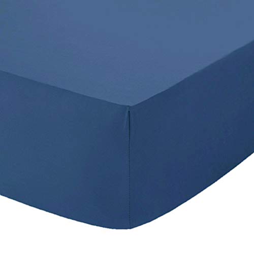 Comfy Nights Extra Deep 40Cm PolyCotton Easy Care Pecale Fitted Sheet Or Pillow Pair, Single - Mid Blue