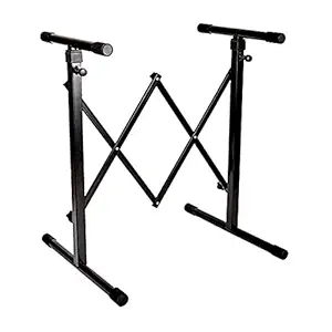Knox Universal Keyboard Stand -Pedal Friendly - Accordion Style Adjustable Width - Lightweight, Portable, Sturdy Black Frame - For Electronic Pianos, Mixers and Synthesizers