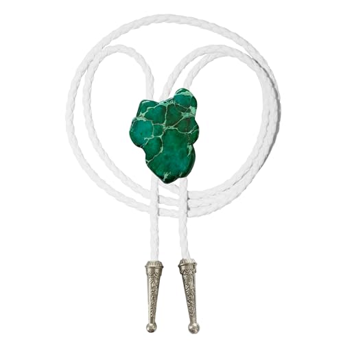 Image of Daisy Del Sol Bolo Tie Turquoise Stone Braided Vegan Faux Leather Silver Tips Handmade Necklace Adjustable Boho Western Jewelry