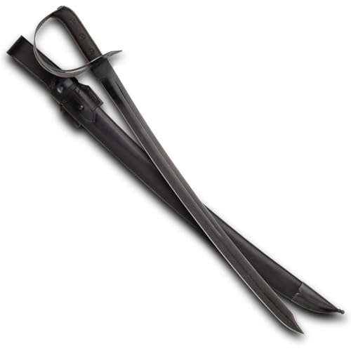 Battlecry Pirate Cutlass Sword 1065 High Carbon Steel Full Tang Battle-Hardened Finish Authentic Historical Reenactment Leather Scabbard