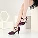 Imagen de Uonpie Zapatos de Baile de Salón Punta Cerrada Satén Tacón Bajo Morado Zapatos de Baile Latino Salsa de Entrenamiento para Mujer