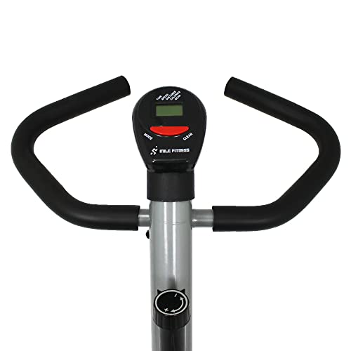 Bicicleta Ergométrica Mile Fitness Vertical com Monitor 5 Funções, Ajuste de Altura, Regulagem de Re