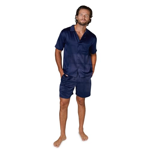 Lunya Men's Washable Silk Pajama Short Set - Versatile Silk Sleep Set - Breathable and Comfortable Silk Pajamas for Men