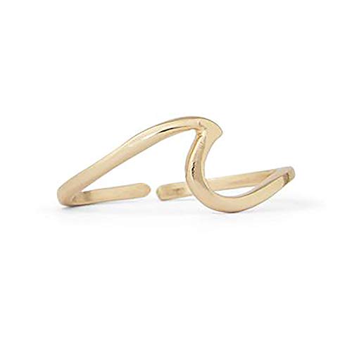 Pura Vida Gold-Plated Wave Toe Ring - Brass Base, Exclusive Design - Adjustable Open Ends, One Size