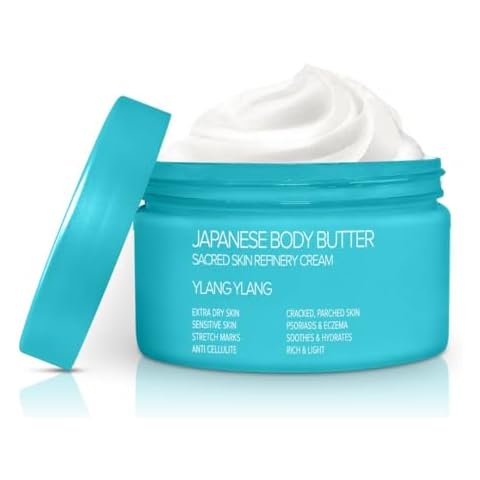 Onsen Japanese Body Butter for Women - Skin Refinery Cream Natural and Organic Shea Butter Moisturizing Clear Skin Exfoliator with Coconut Oil and Vitamin E - 8.6 fl oz / 255 ml (Ylang Ylang) Cover