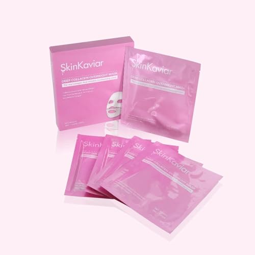 Skin Kaviar Bio-Collagen Real Deep Mask - Hydrating Overnight Hydrogel Mask, Pore Minimizing Elasticity Improvement (35g x 5)