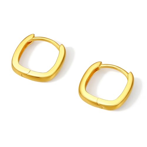 18K Gold Hoop Earrings Small Hoops Link Hoop Huggies Real Gold Huggie Earrings Gifts for Women4