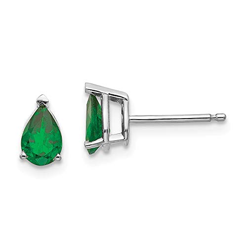 Diamond2Deal 14K White Gold Tsavorite Stud Earrings Fine Jewelry For Women (L-7 Mm W-4 Mm) #TOP11
