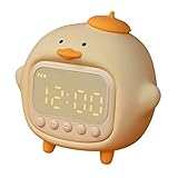 Axcvveiyi Duck Alarm Clock for Kids, Cute Night Light, Two Groups of Alarm Clocks, Brightness Adjust
