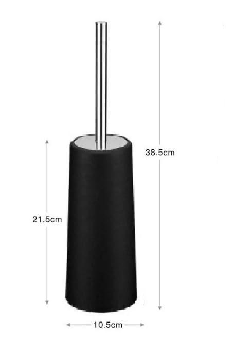 Image of Floor Standing Toilet Brush and Holder Set Stainless Steel Toilet Bowl Brush Handle and TPE Brush Head Modern Compact Storage Organizer Scrubber for Toilet (Black)