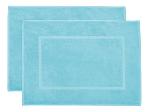 Zollner Conjunto De Alfombrillas De Baño 2 Piezas - Marco 100 Algodón, Azul. Zollner Conjunto De Alfombrillas De Baño 2 Piezas - Marco 100 Algodón, Azul.