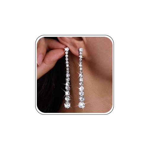 Atentuyi Boucles D'oreilles Longues Avec Strass Boucles D'oreilles Pendantes En Strass Boucles D'oreilles Chandelier En Cristal Boucles D'oreilles Gouttes Cz Boucles D'oreilles Chaînes Strass Bijoux