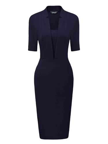 Allegra K Formal Pencil Dress for Women's Short Sleeve Work Office Bodycon Sheath Dresses