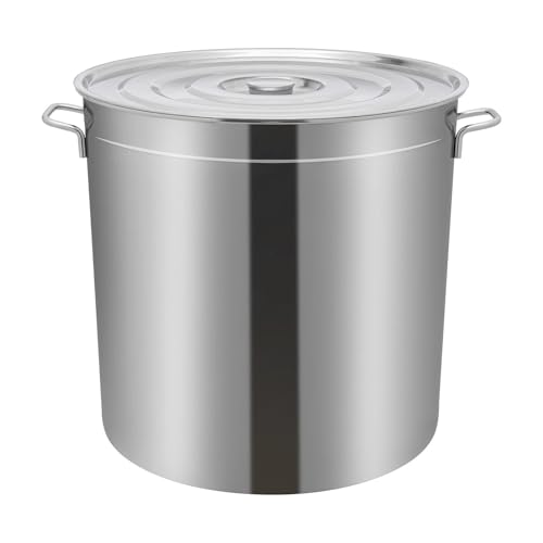 Olla para sopa, 50 L, acero inoxidable, gran cacerola con cesta y tapa, olla multiusos para freír, vaporera y olla para gastronomía, inducción adecuada para cocinar mariscos