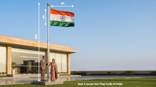 Image of The Flag Corporation Indian National All Weather Outdoor Flag of 4ft x 6ft in HulkKnit 100% Knitted Polyester
