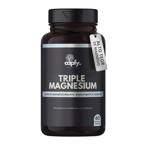 Tri Magnésio Malato Taurato Bisglicinato 600 mg 60 Cápsulas Triple Magnesium Premium Alta Concentração Capfy. Nutrition