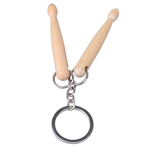 Cabeza de baqueta de caucho negro con llavero miniatura de baqueta de madera (2 piezas) miniatura 3