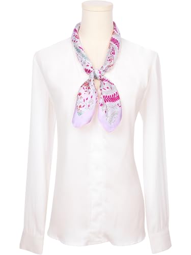 Women's Floral Printed Satin Square Scarf, Flowers Silky Hairband Headscarf Neck Scarves Neckerchief2