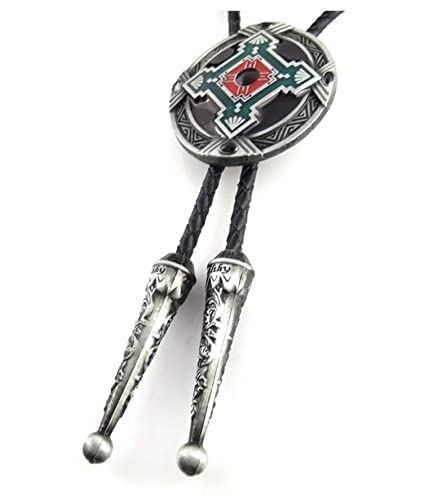 Amadw Bolo Tie Retro Style Native Indian Totem Mens Bolo Tie Wedding Necklace Genuine Leather Rope Cowboy Tie, 1.89Inch X 1.65Inch #TOP7