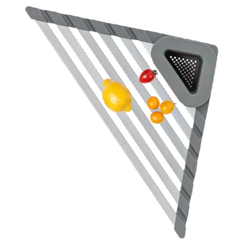 Rack de fregadero de esquina- Triángulo Dish Drying Rack Corner Counter Tablón Comercio Cesta Roll-up Dispensador de almacenamiento de espacio organizador titular para cocina