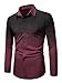 VIPWOLF Men's Ombre Dress Shirts Casual Long Sleeve Button Down Business Shirt Burgundy Medium