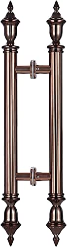 ヨーロッパスタイルのドアハンドル、アンティークドアプルハンドル、木製ドア用の頑丈な両面ドアハンドル、ガレージ(60*25cm)