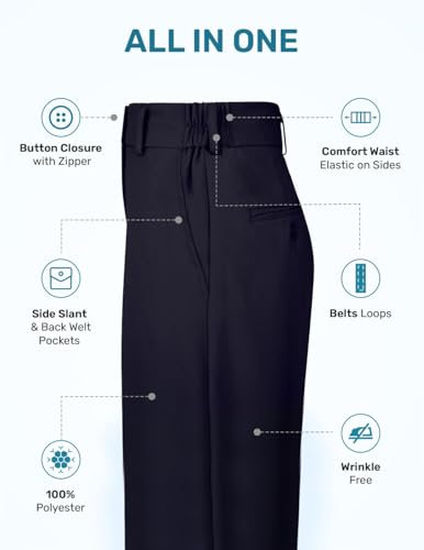 S.H. Churchill & Co. Boy's Comfort Waist Dress Pants and Belt - Navy, 53