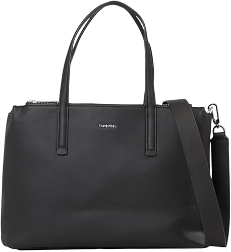 Calvin Klein Donna Borsa Tote Bag Medium con Zip, Nero (Ck Black), Taglia Unica