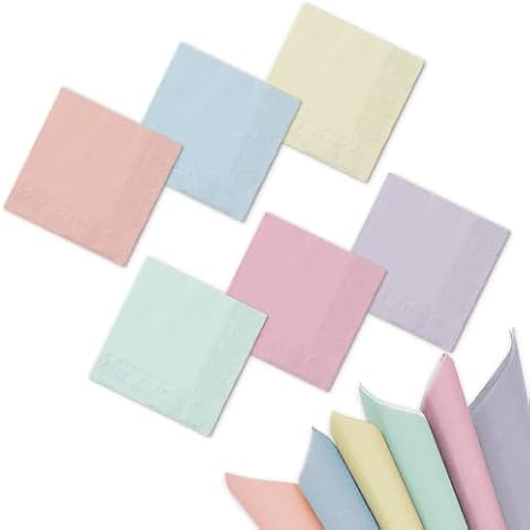 Whaline 120 Pastel Rainbow Cocktail Napkins Cover