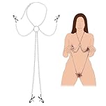 BDSM Nippelklemmen Brustwarzen Nipple Clamps Muschiklemme Einstellbare Halskette, BDSM Bondage Sex Toys, BDSMS Spielzeug Extrem für Frauen Paare Mann (Silber)