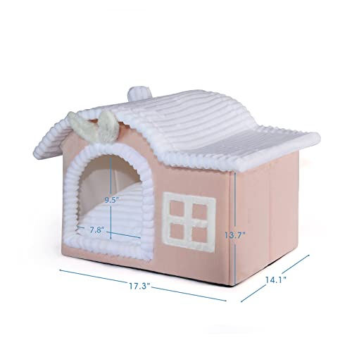 Jiupety Pink Cat House For Cats, Chimney Cat Houses For Indoor Cats, Enough Interior Space, Pet Animal House For 3-10 Lbs Cat, Cartoon Cute Chimney Cat House #TOP1