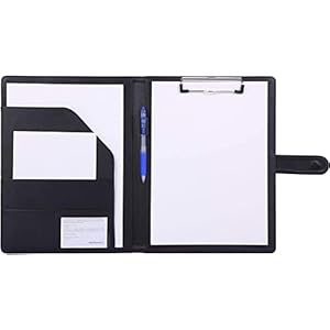 Padfolio Clipboard Folder Portfolio, Mymazn Faux Leather Storage Clipboard with Cover for Legal Pad Holder Letter Size A4 Writing Pad for Business School Office Conference Notepad Clip Boards (Black)
