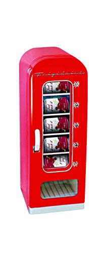 Frigidaire Retro Mini Vending Machine for Room Perfect for Office, Dorm Rooms, Bar or Home, Mini Fridge 10 Can Soda Vending Machine, Red