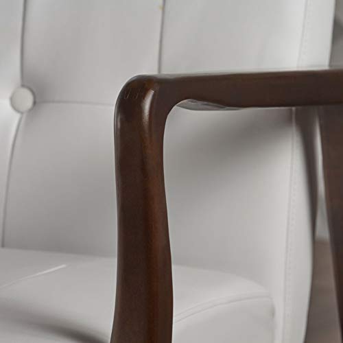 Gdf Studio Conrad Mid Century Modern Faux Leather Club Chair With Wood Frame, White And Dark Espresso #TOP4