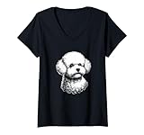 Photo Gallery donna bichon frise dog face art design per donne e uomini maglietta con collo a v Photo Gallery donna bichon frise dog face art design per donne e uomini maglietta con collo a v