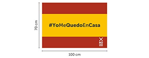 Bandera de Lona con el Hashtag #YoMeQuedoenCasa Medidas 100 x 70 cm | Pancarta Reivindicativa de Apoyo a los Ciudadanos