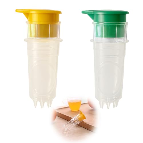 tiyiyok Juego de 2 Exprimidores Manuales, Exprimidor de Naranjas y Exprimidor Limón Manual con Pico Vertedor, Tapa Hermética y Base Antideslizante, Ideal para Limones/Naranjas en Cocinas, Bares