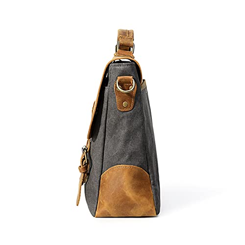 Fashion Thick Waxed Canvas Men's Shoulder Bags Men's Shoulder Bags Men's Retro Casual Shoulder Bags Boys Casual (Color : Blue, Size : Q)4