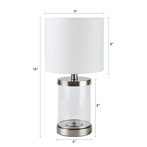 Vonluce Fillable Table Lamp, Modern Desk Lamp With Clear Glass Fillable Base, 18" Nautical Coastal Sea Accent Lamp With Fabric Shade And Steel Base For Seashell Nightstand Living Room Office #TOP6