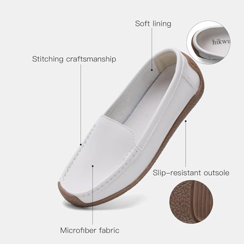 Image of Women's Comfortable & Lightweight Leather Loafers Slip-Ons Driving Walking Mocs Boat Shoes Cute Business Casual Dress Shoes Work Flats for Women