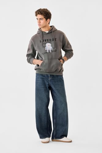 Image of SNITCH Men Casual Hoodie| Oversized Fit Hooded Neckline with Graphic Print & Long Sleeve| Soft Cotton-Polyester Blend for Daily Winter Wear & Streetwear