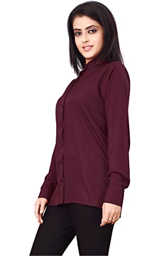 Image of DHRUVI Trendz Women's Solid Crepe Regular Fit Shirt