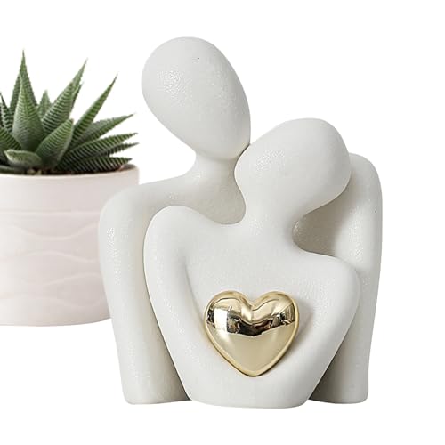 Yidueace Figuras de Pareja Enamoradas,Figura de Pareja Abrazándose | Escultura de cerámica Moderna Figura Abstracta romántica | Figuras de Pareja estéticas, artesanía artística para Entrada,