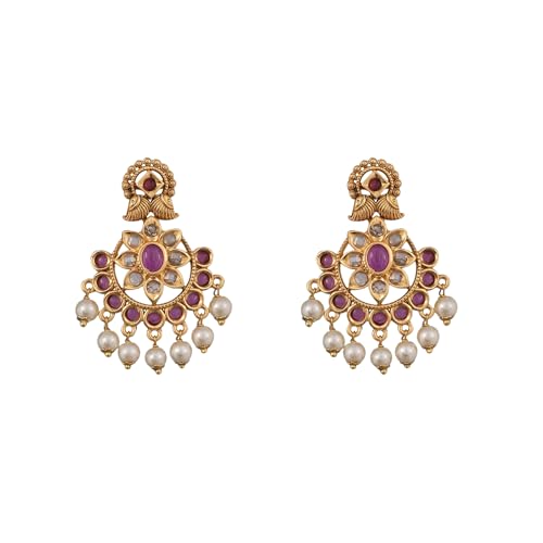 TARINIKA Antique Gold-Plated Indian Drop Earrings for Women Brass CZ Pearl Desi Jewelry Wedding Jewelry Ethnic Occasion Gift for Her